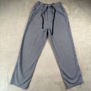 Cabin Creek Stripe Pull On Pants Womens 14 Blue White Drawstring Cotton Nautical